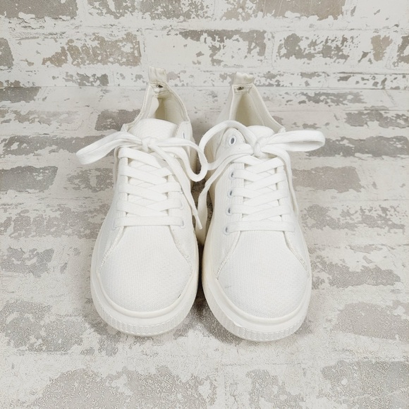 NEW Nordstrom Sneakers White Platform Lace Up Casual Minimal Clean i566 - Picture 6 of 10